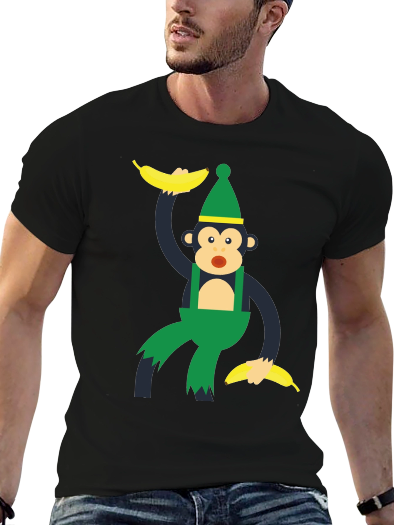 Monkey Banana Cartoon Graphic T-Shirt
