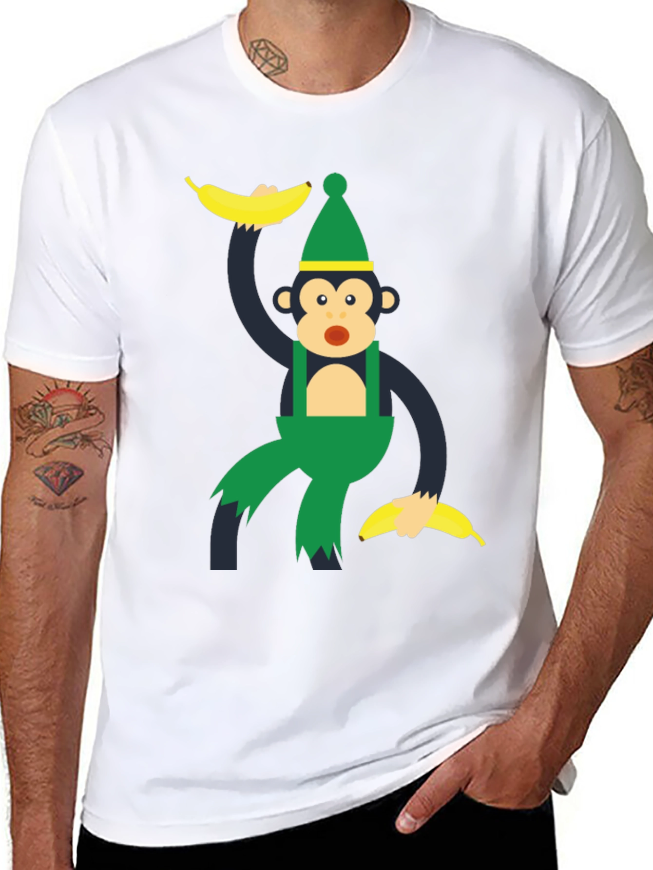 Monkey Banana Cartoon Graphic T-Shirt