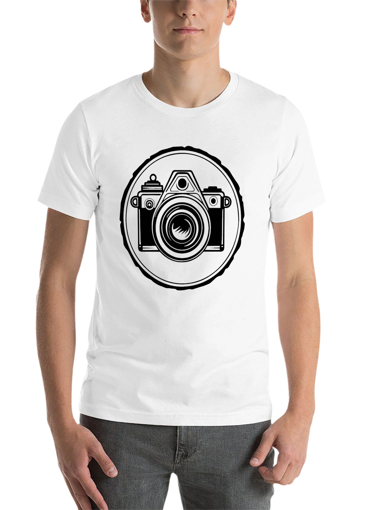 Retro Camera Graphic T-Shirt - Black Cotton Tee