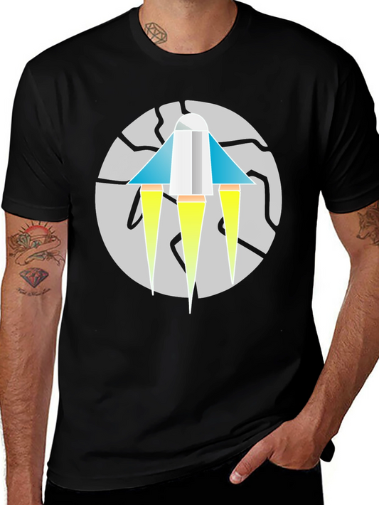 Geometric Rocket Graphic Tee - Mens Black T-Shirt