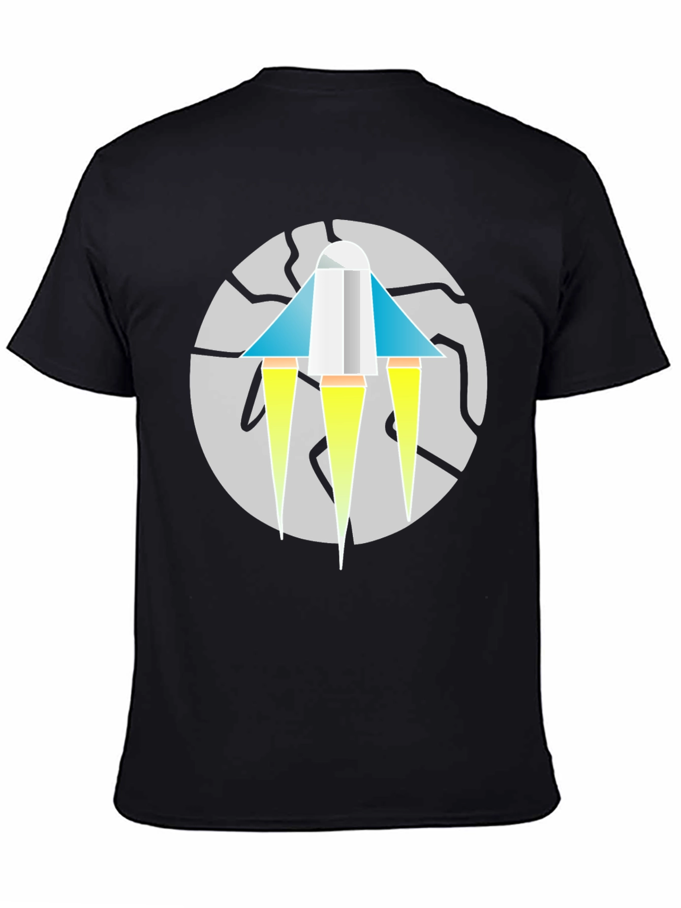 Geometric Rocket Graphic Tee - Mens Black T-Shirt
