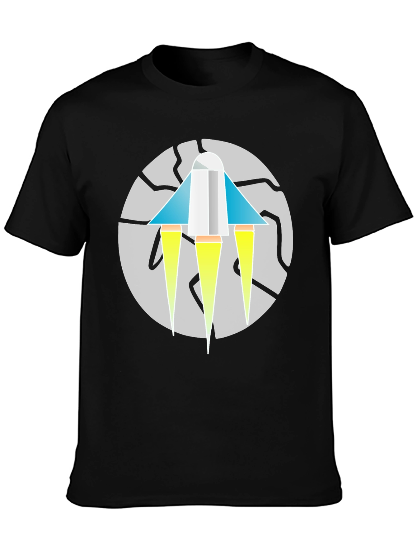 Geometric Rocket Graphic Tee - Mens Black T-Shirt