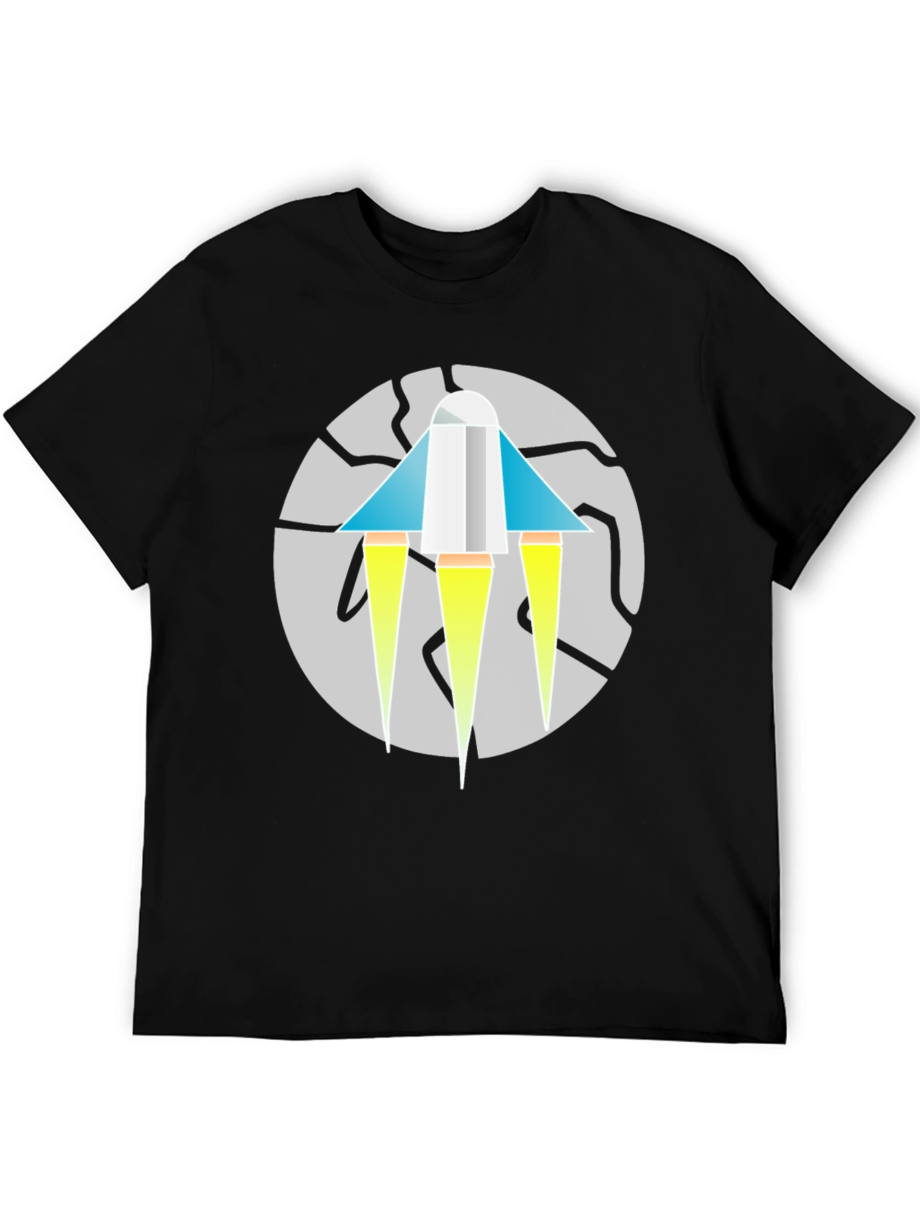 Geometric Rocket Graphic Tee - Mens Black T-Shirt