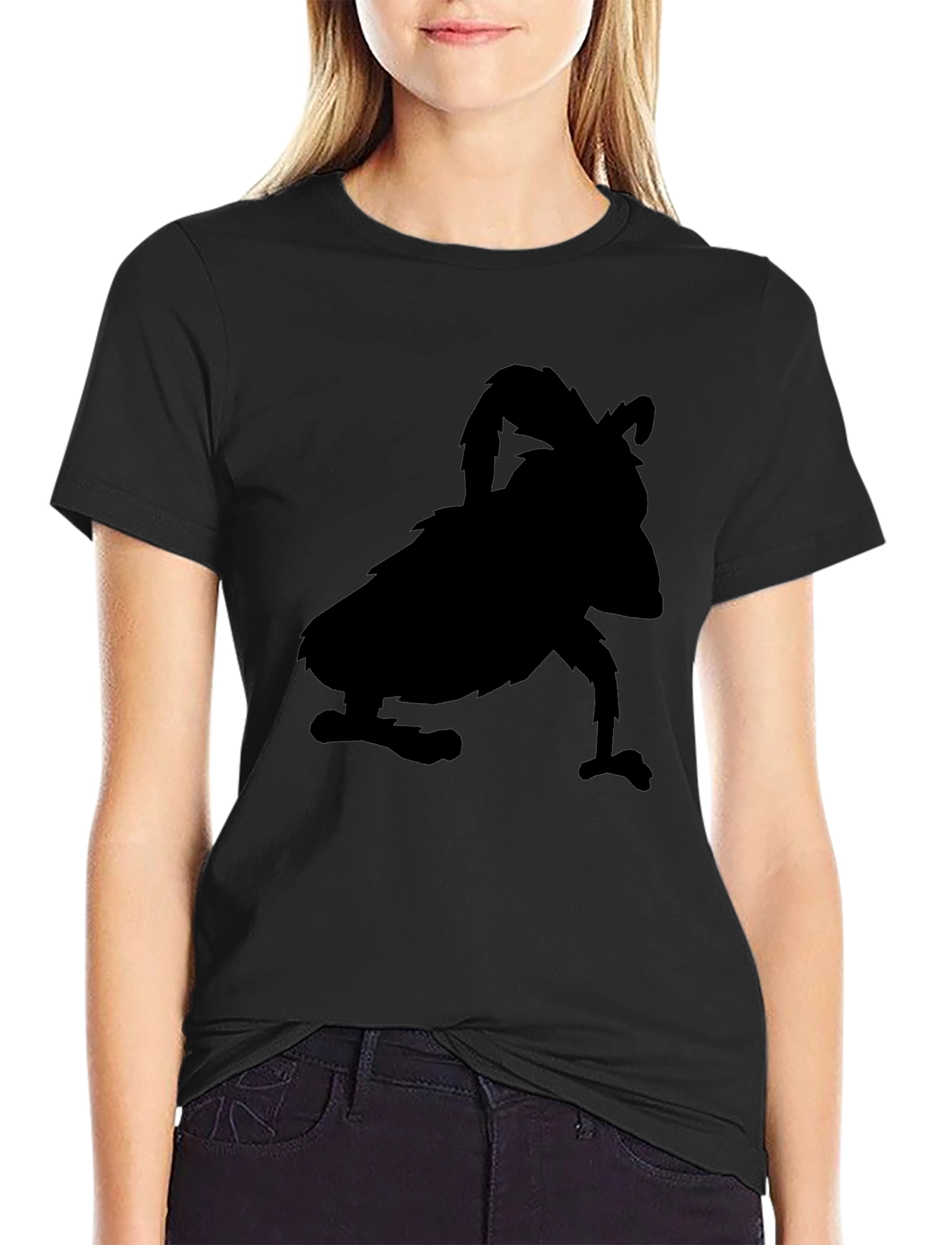 Black T-Shirt with Silhouette Design
