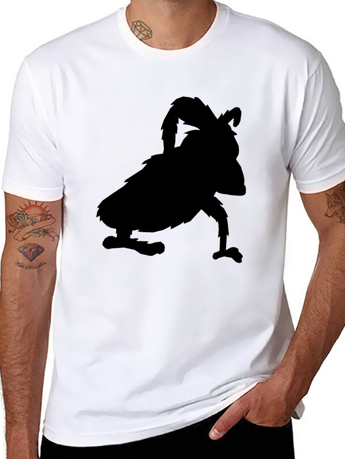 Black T-Shirt with Silhouette Design