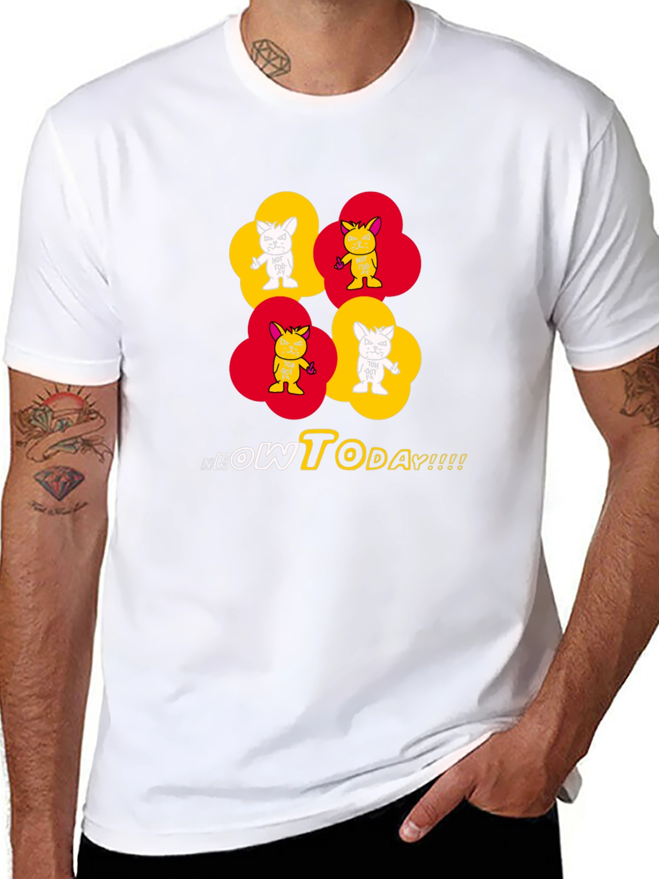 Neow Today Graphic Tee - Quirky Cat Design