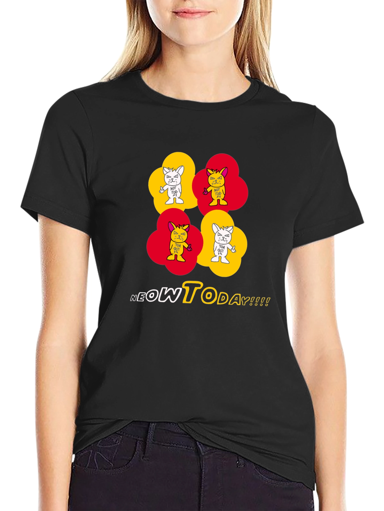 Neow Today Graphic Tee - Quirky Cat Design