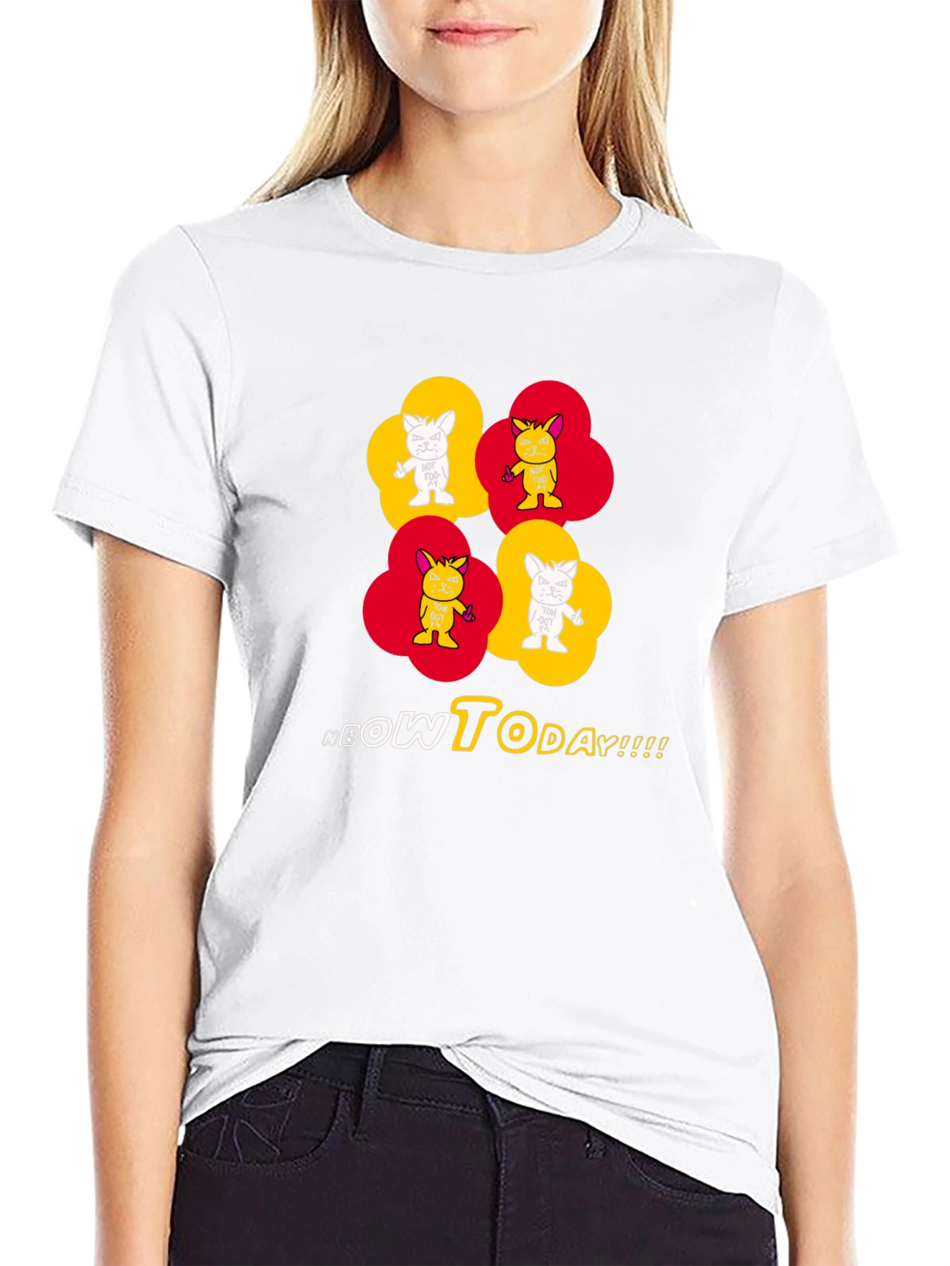 Neow Today Graphic Tee - Quirky Cat Design