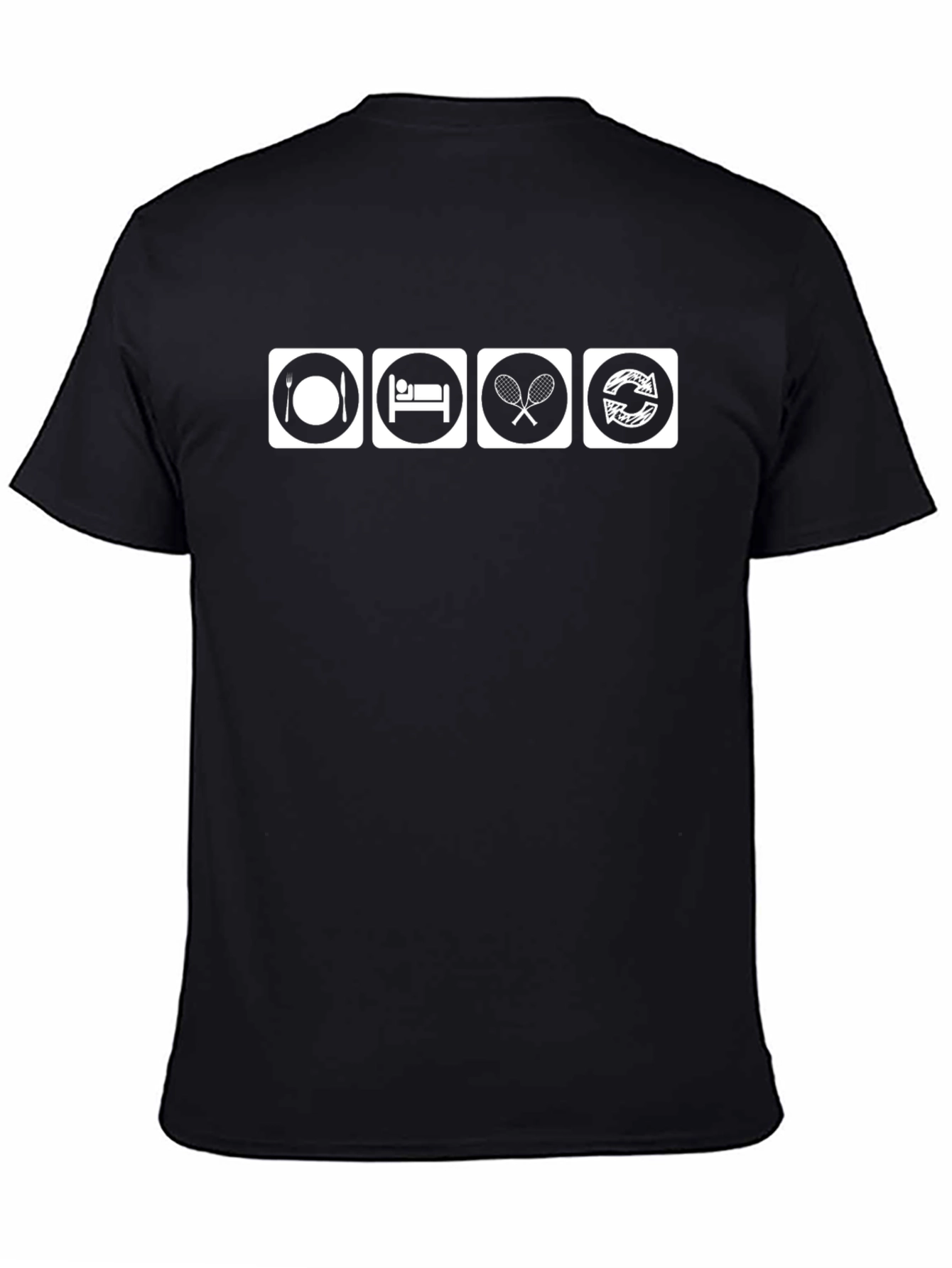 Eat Sleep Tennis Repeat Black T-Shirt