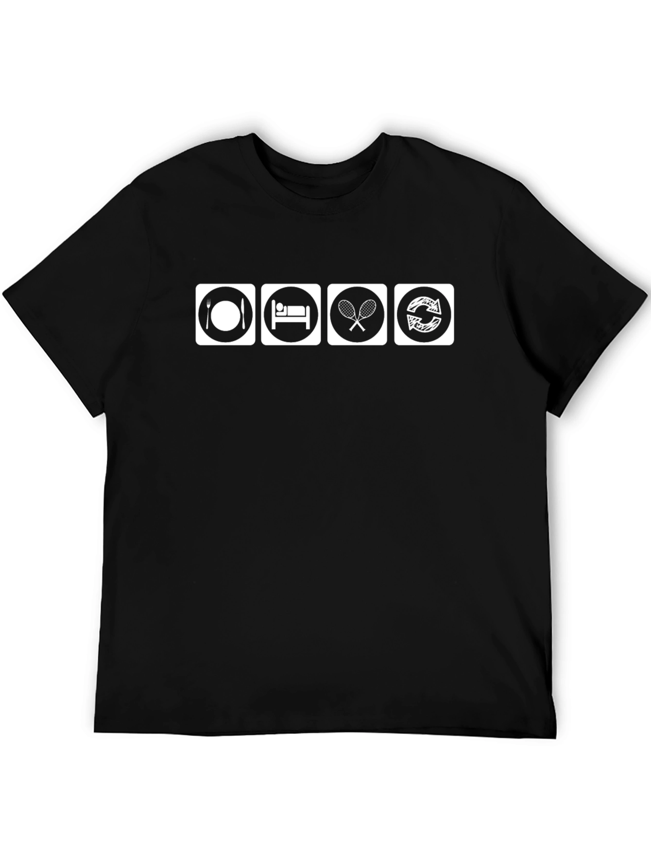 Eat Sleep Tennis Repeat Black T-Shirt