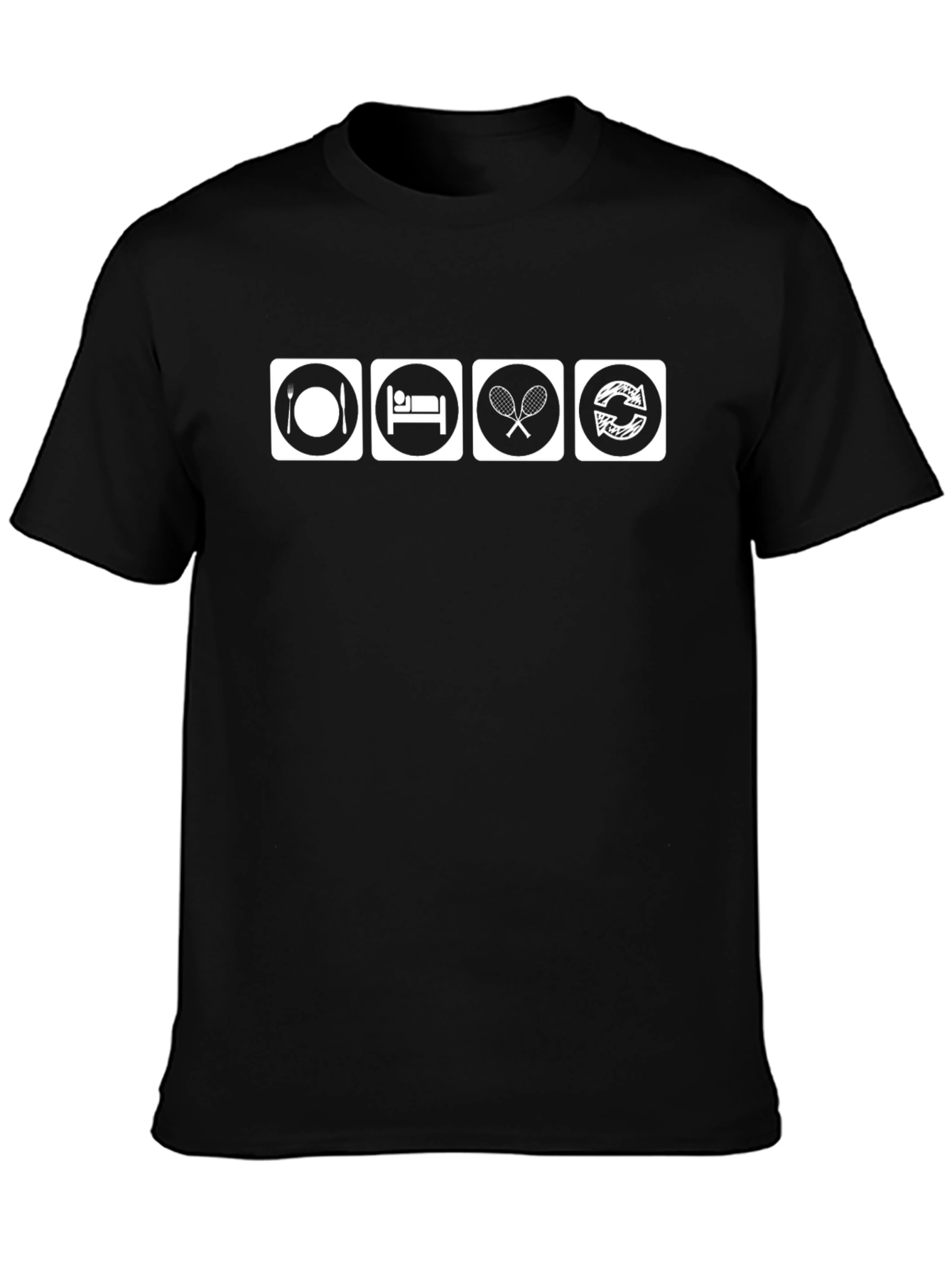 Eat Sleep Tennis Repeat Black T-Shirt