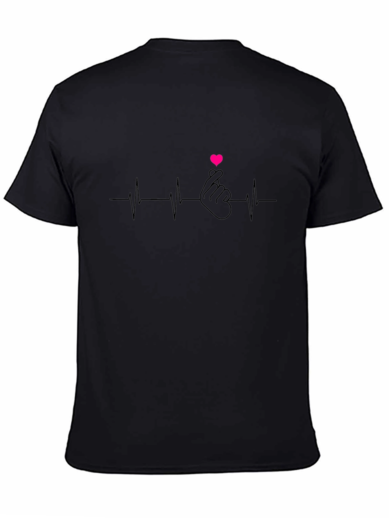 Heartbeat Love Sign Black T-Shirt
