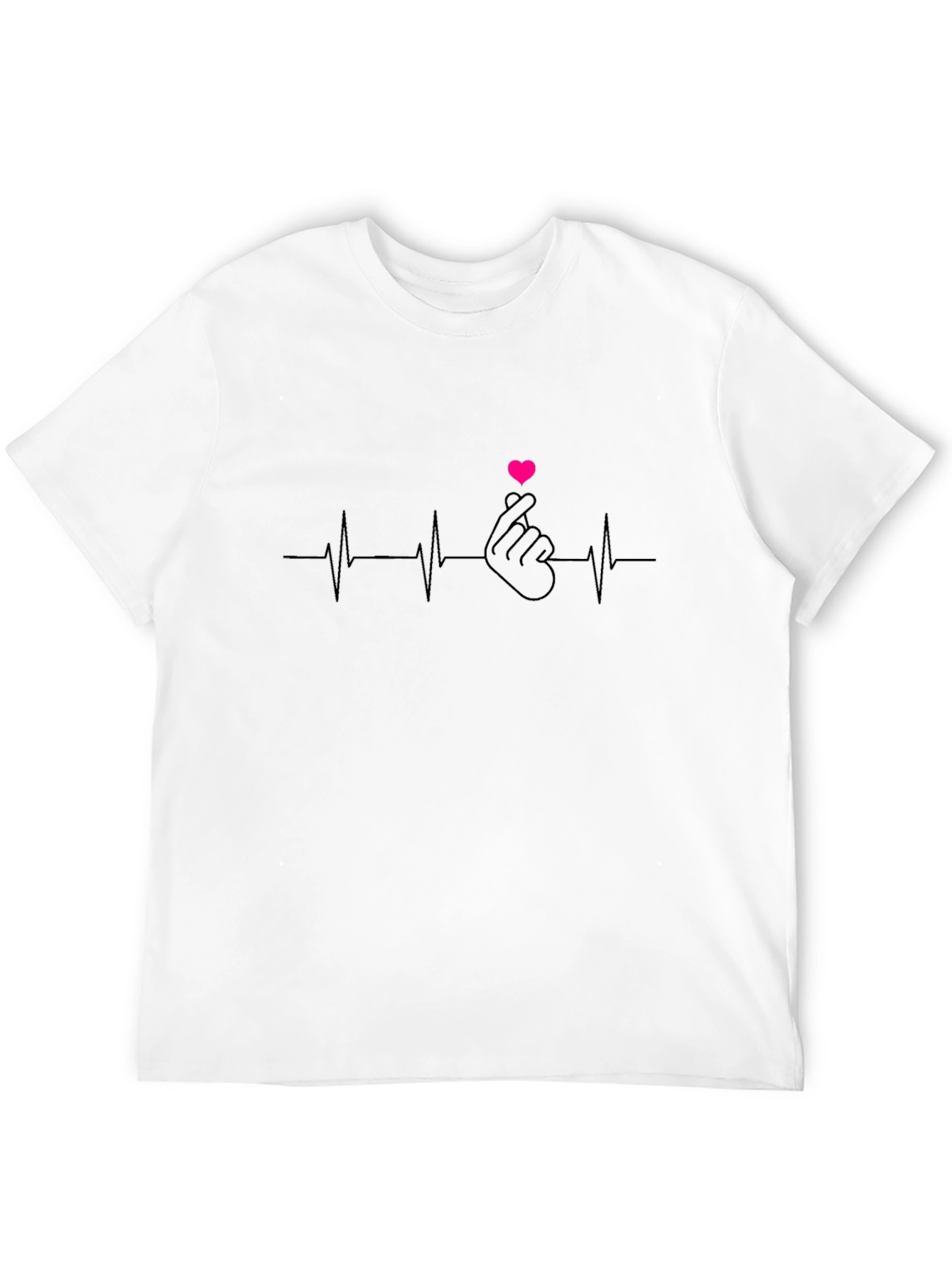 Heartbeat Love Sign Black T-Shirt