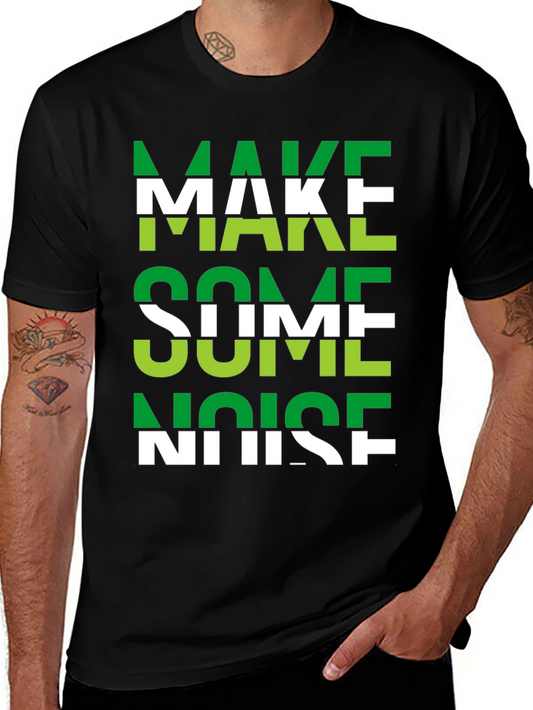 Make Some Noise Graphic Tee - Green and White Print