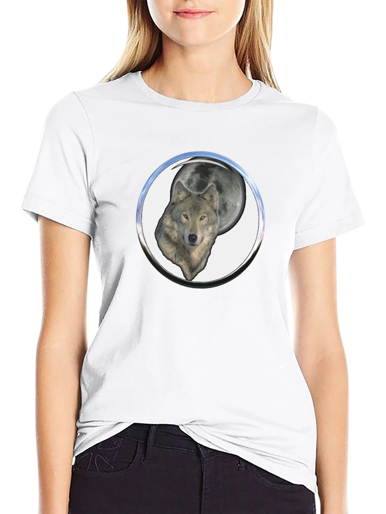 Wolf Moon Graphic Tee - Black Cotton Blend