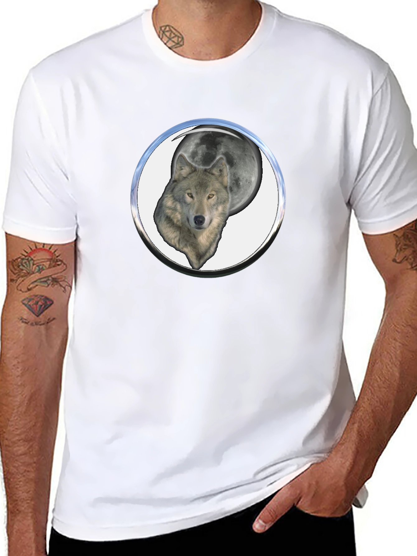 Wolf Moon Graphic Tee - Black Cotton Blend
