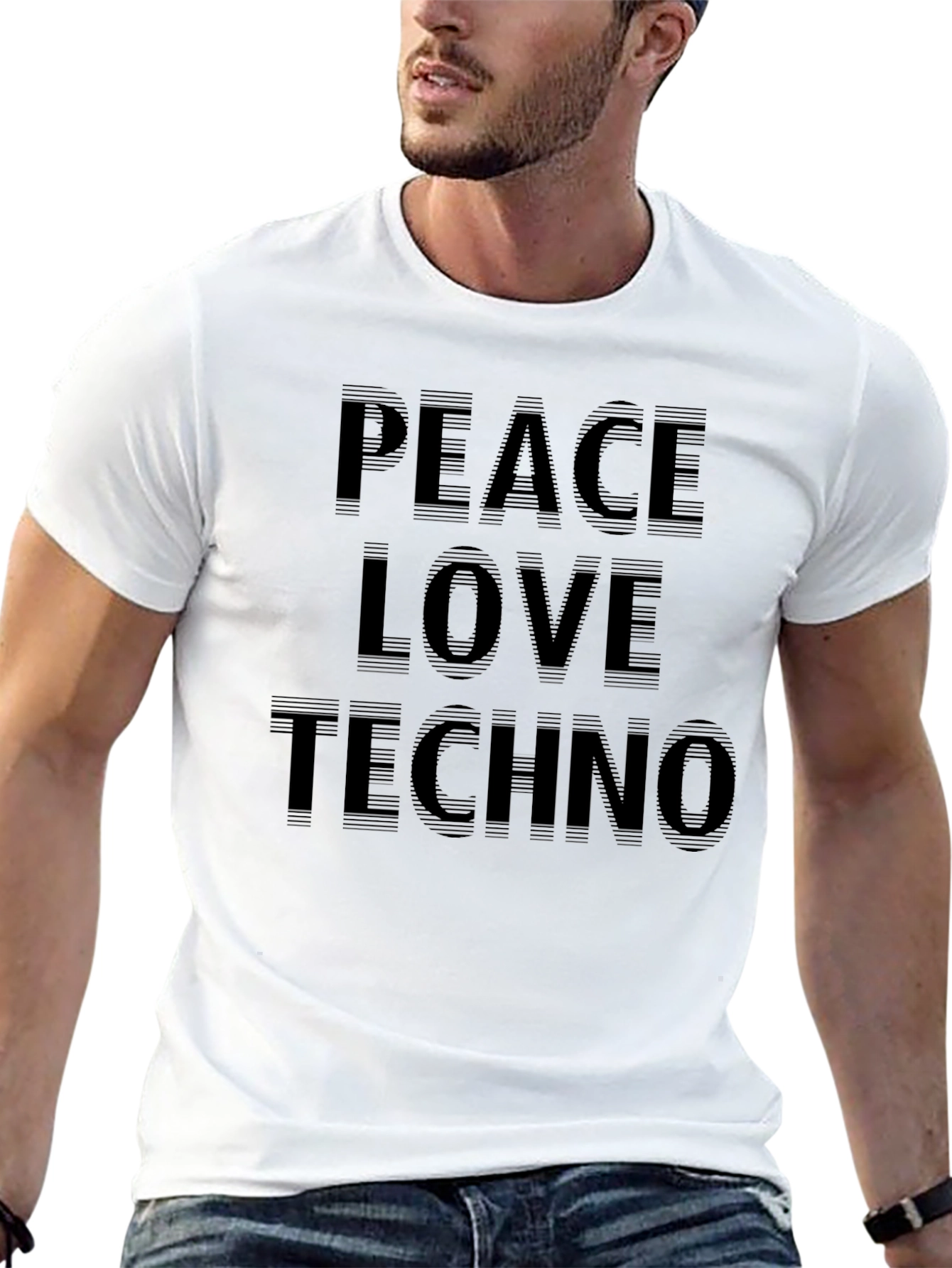 Peace Love Techno Black T-Shirt