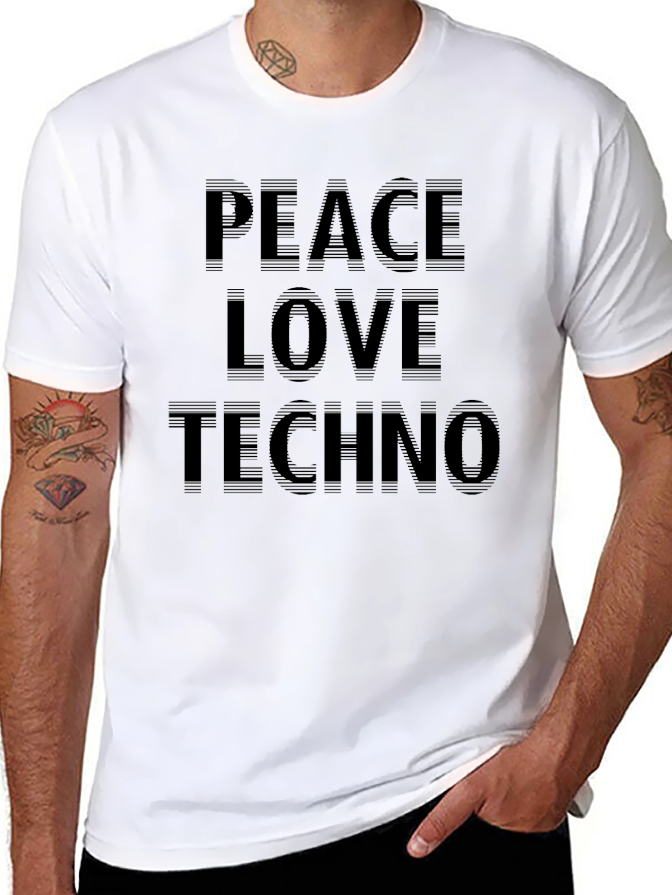 Peace Love Techno Black T-Shirt