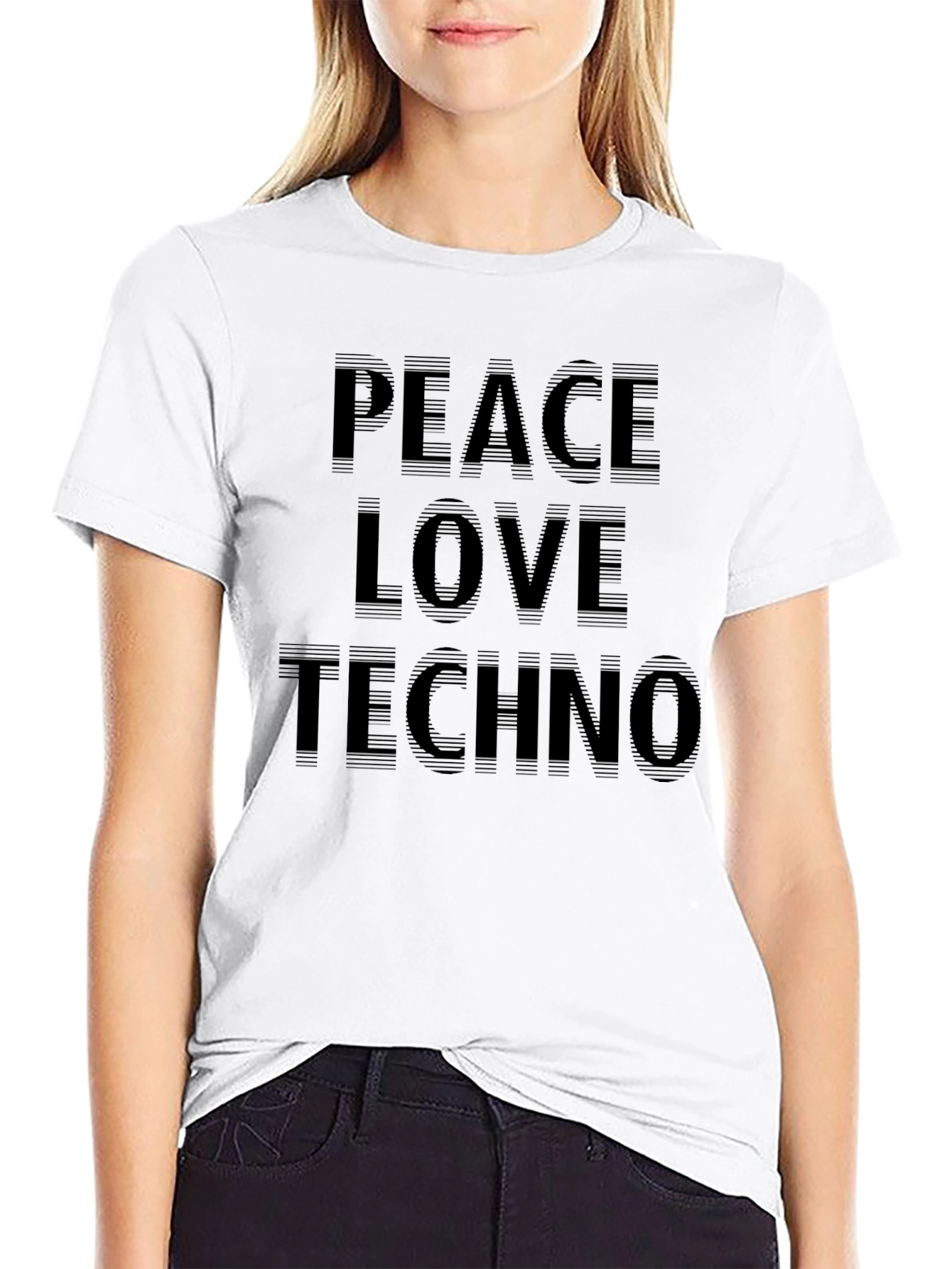Peace Love Techno Black T-Shirt