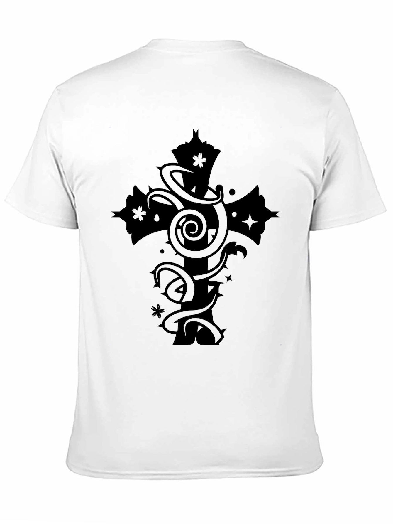 Gothic Cross Graphic Tee - Black Casual Shirt