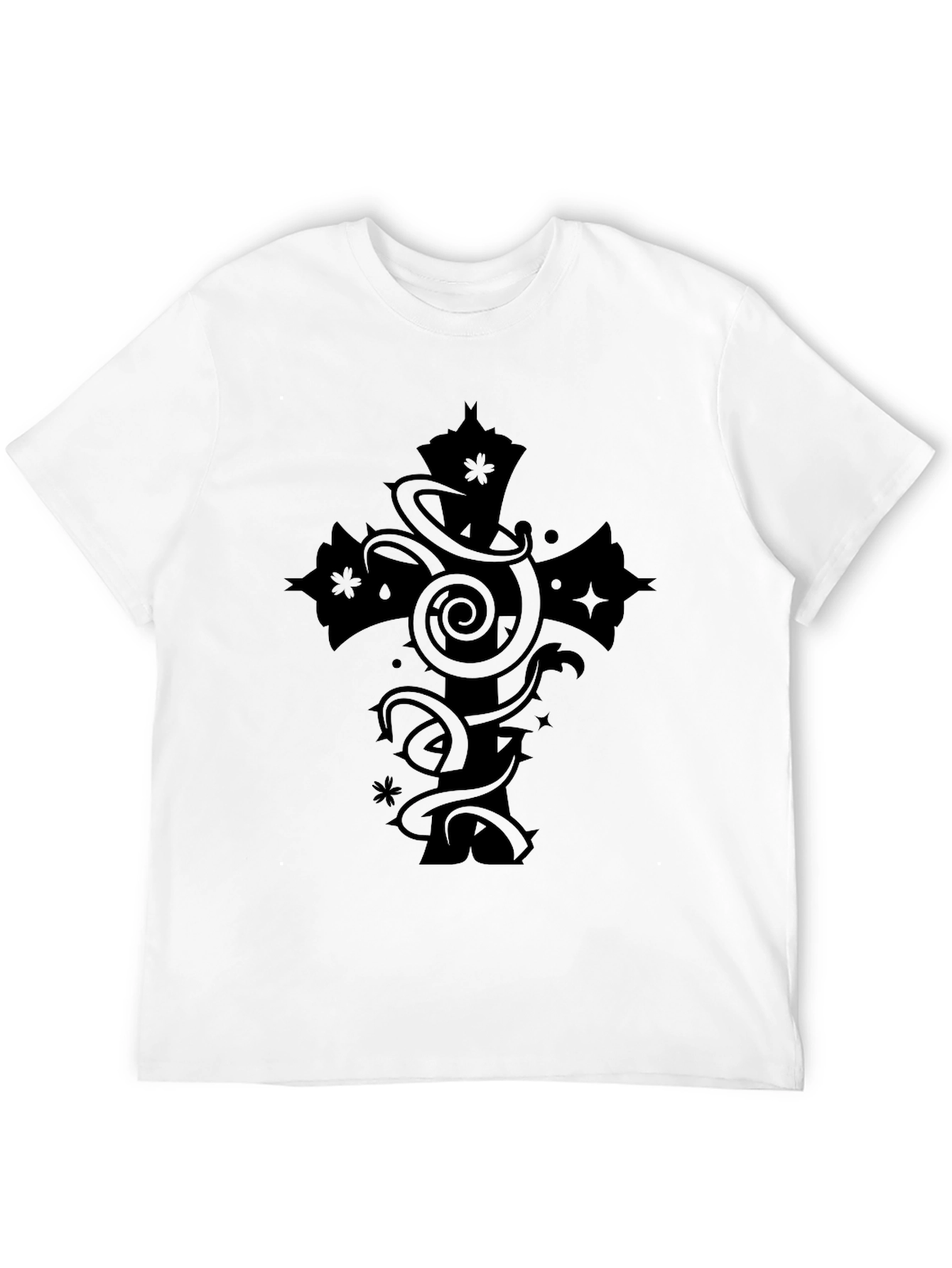 Gothic Cross Graphic Tee - Black Casual Shirt