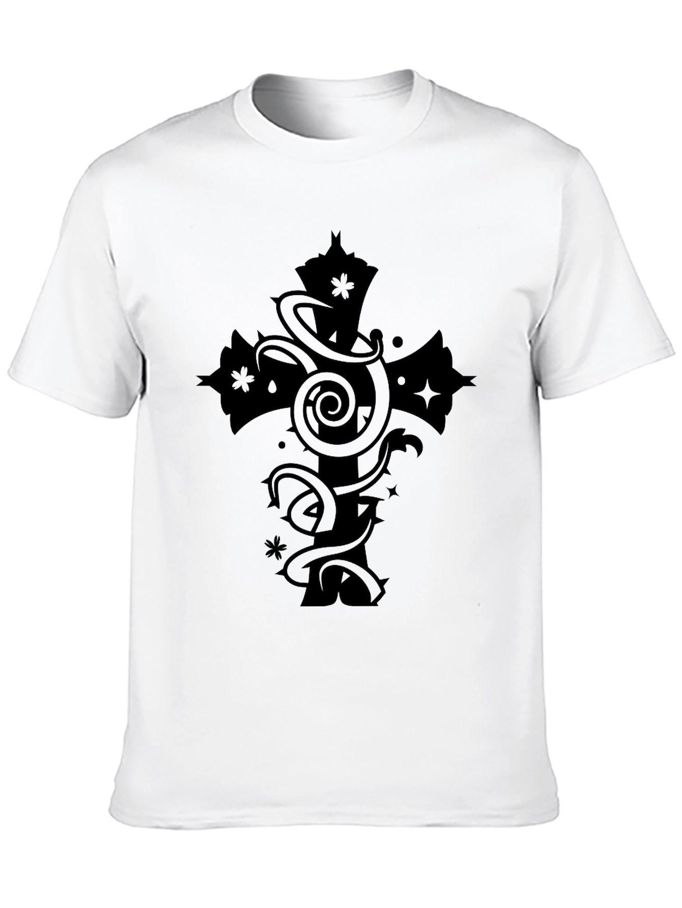 Gothic Cross Graphic Tee - Black Casual Shirt