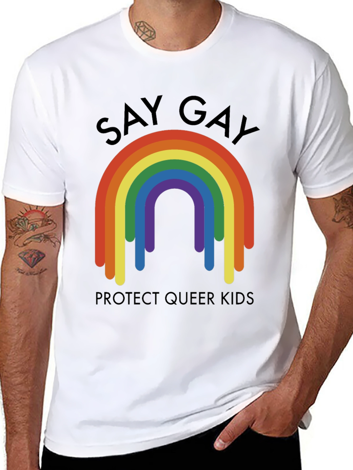 Say Gay Protect Queer Kids Rainbow T-Shirt