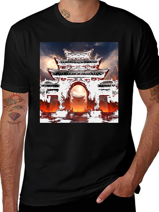 Oriental Gate T-Shirt - Graphic Tee - Mens