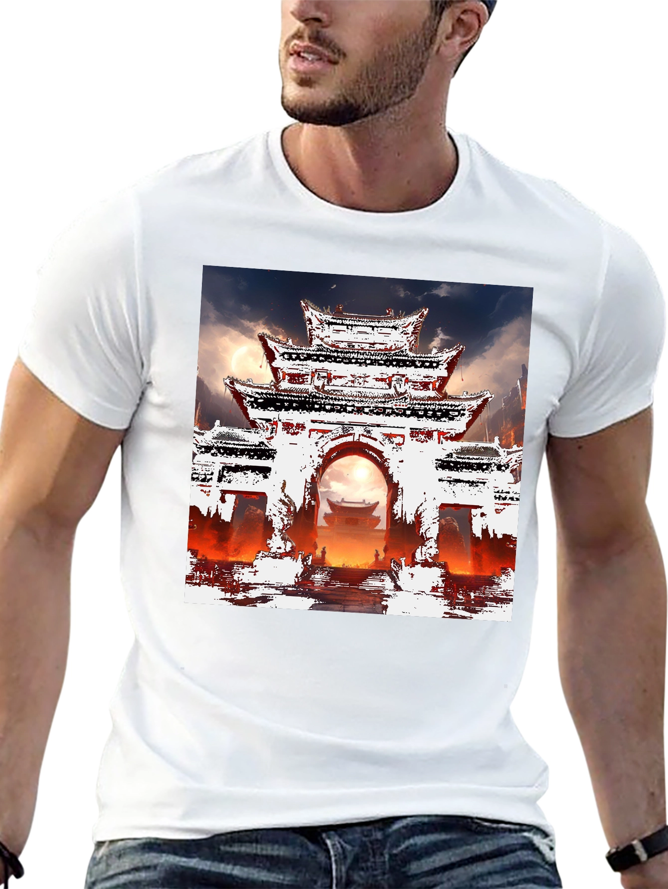 Oriental Gate T-Shirt - Graphic Tee - Mens