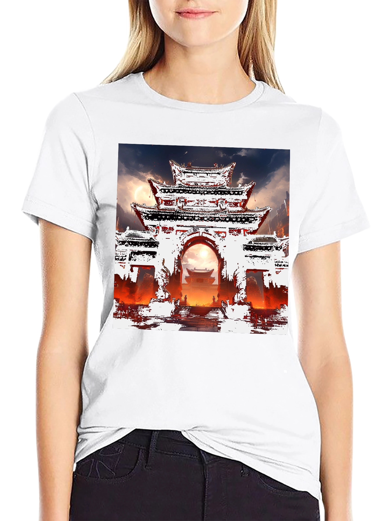 Oriental Gate T-Shirt - Graphic Tee - Mens