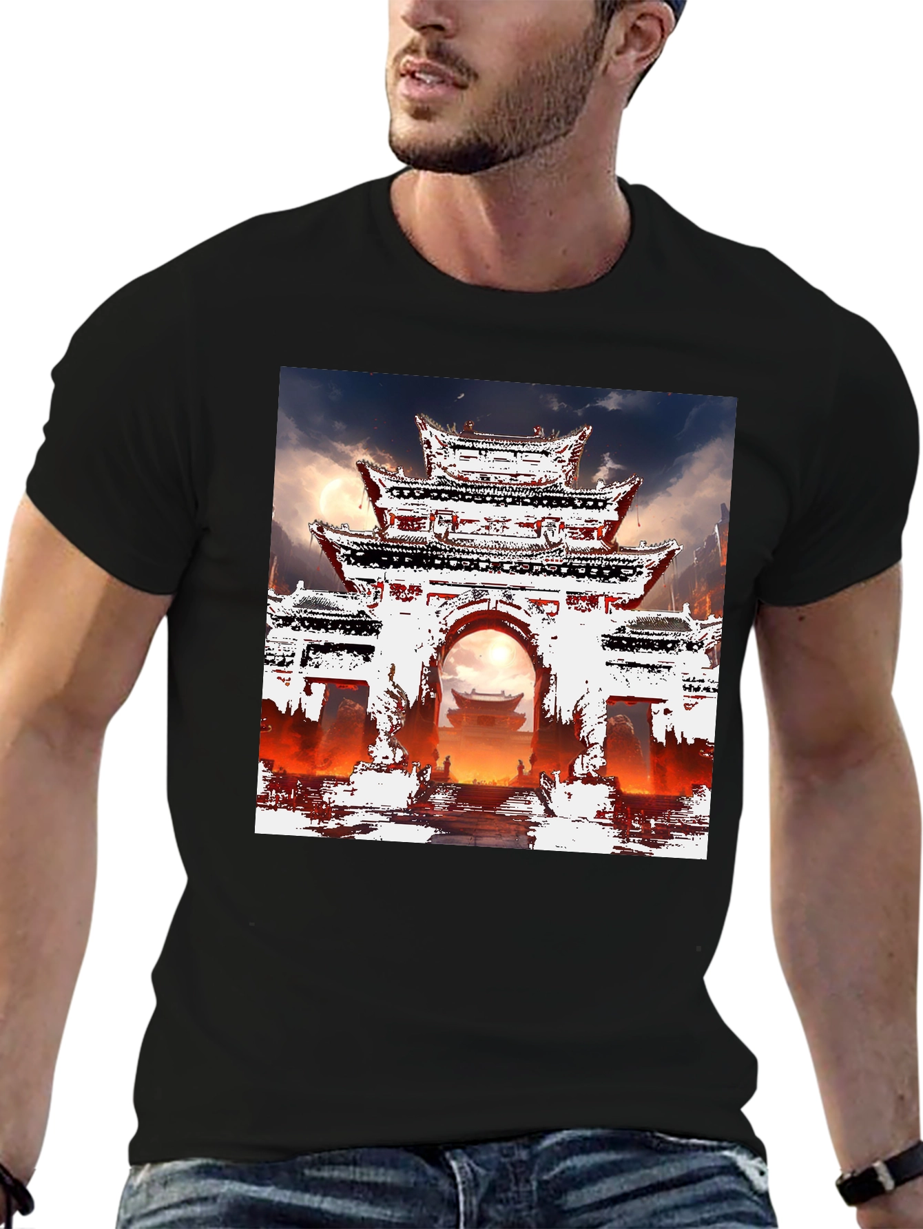 Oriental Gate T-Shirt - Graphic Tee - Mens