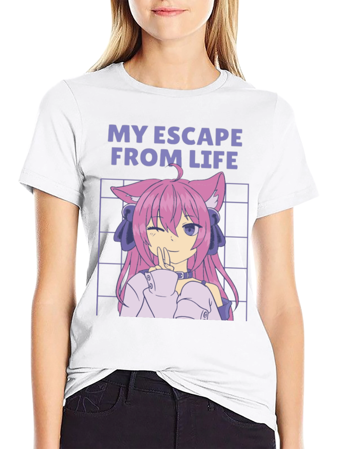 My Escape From Life Anime Cat Girl T-Shirt