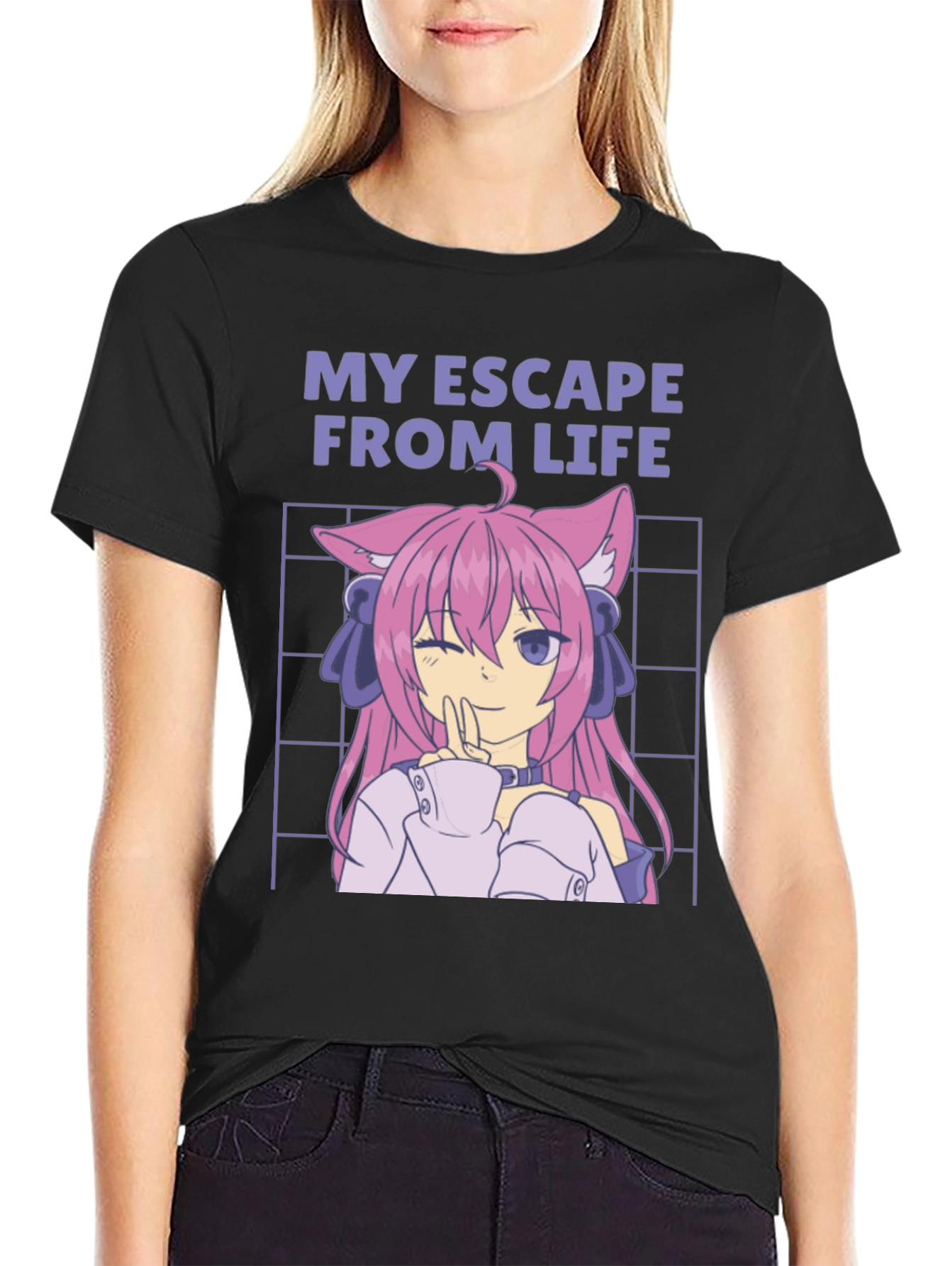 My Escape From Life Anime Cat Girl T-Shirt