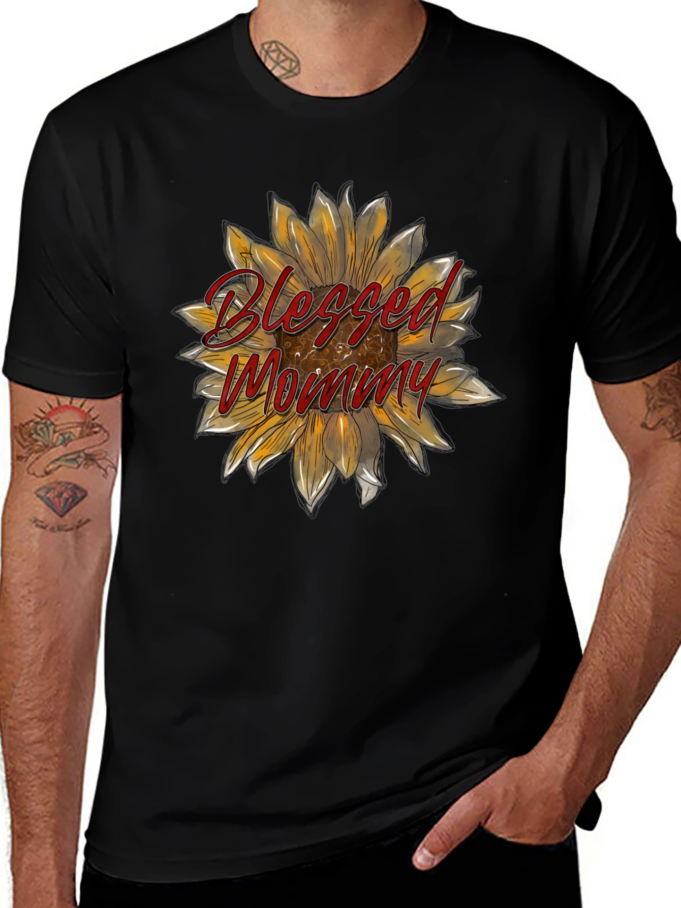 Blessed Mommy Sunflower Graphic Tee