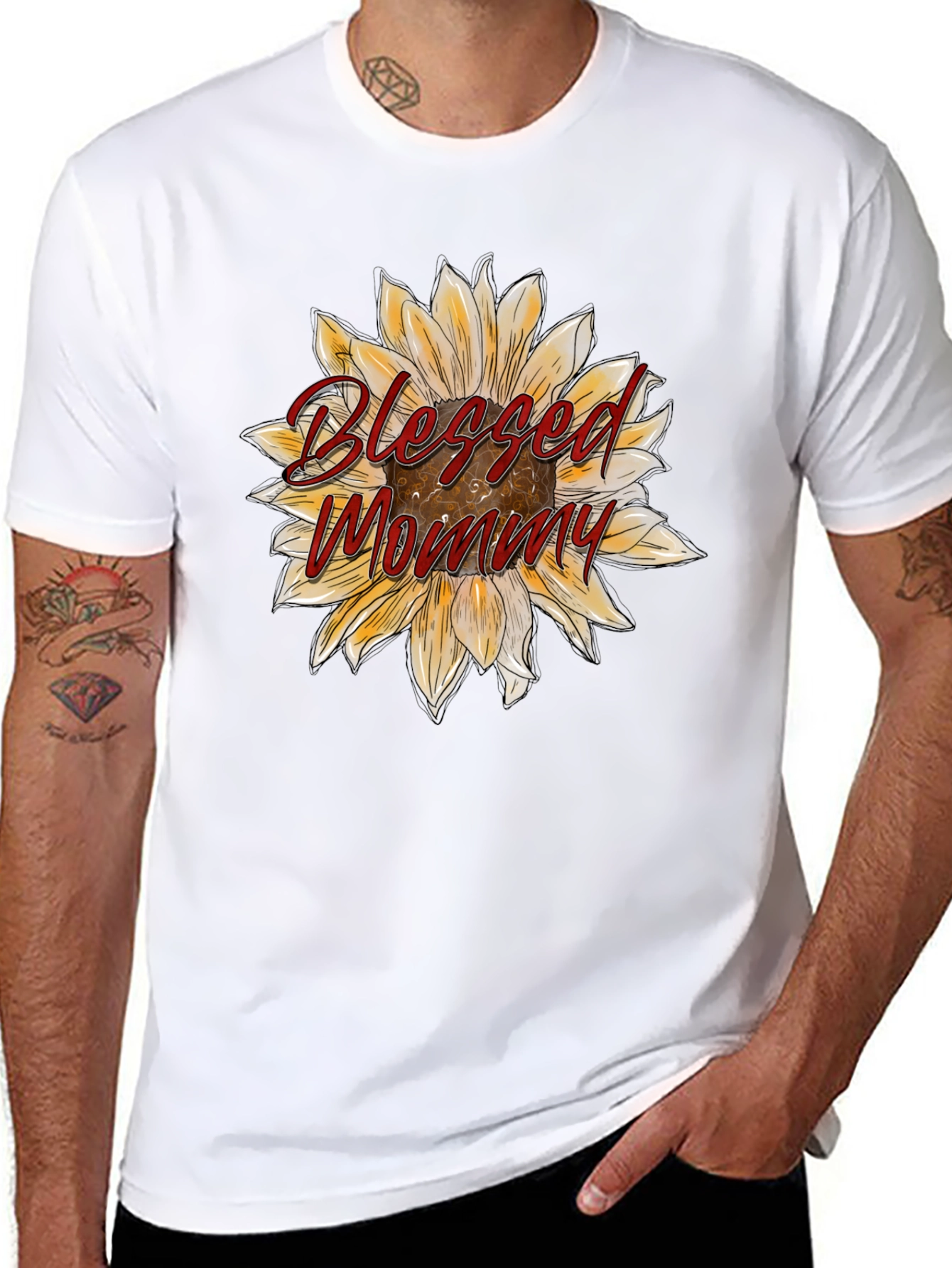 Blessed Mommy Sunflower Graphic Tee