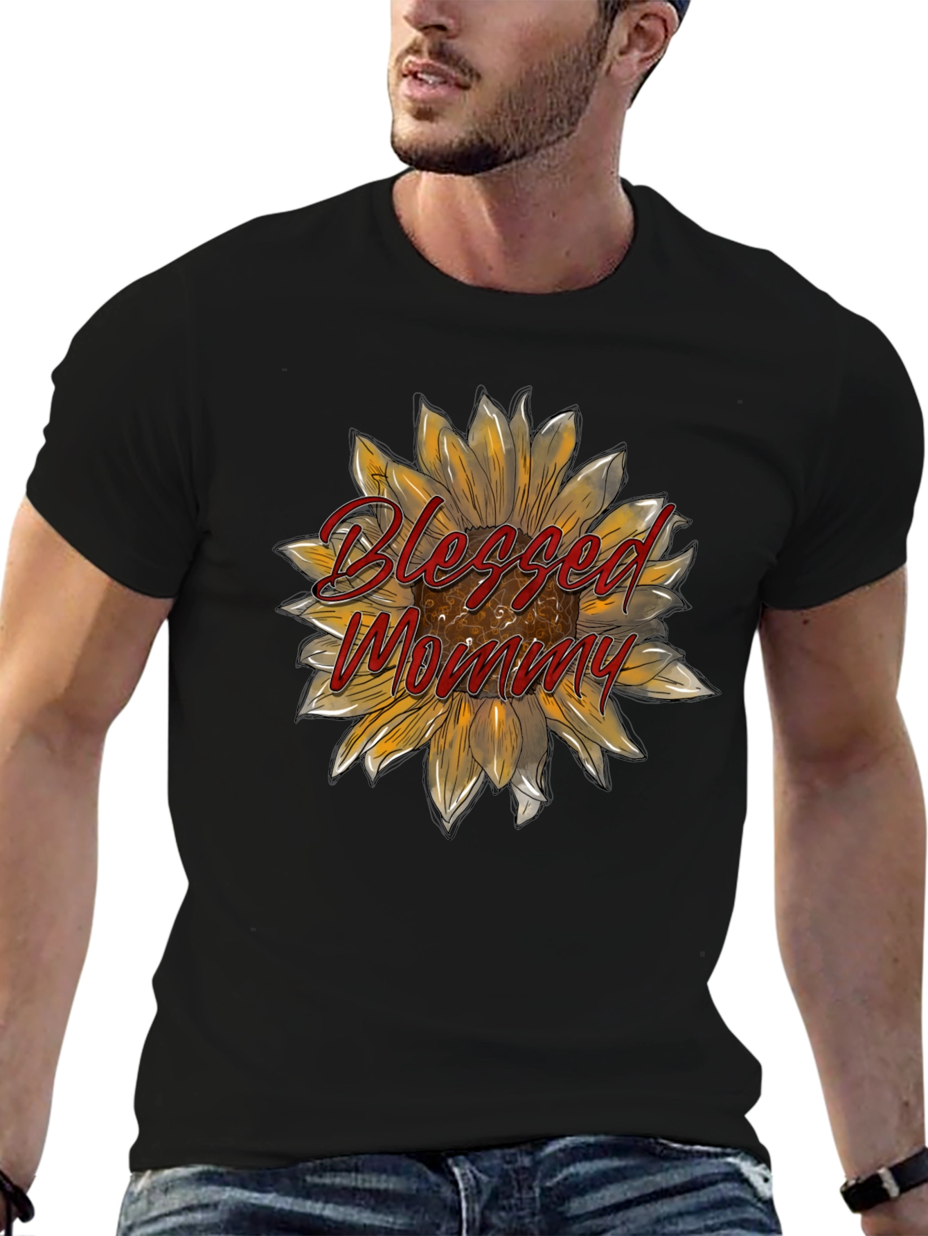 Blessed Mommy Sunflower Graphic Tee