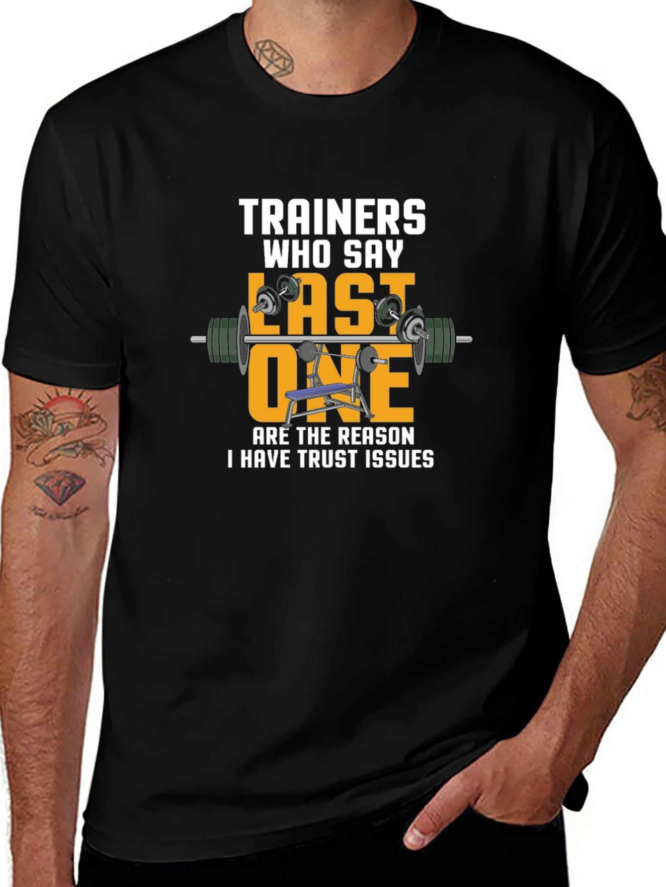 Trainers Last One Funny Gym Workout Black T-Shirt