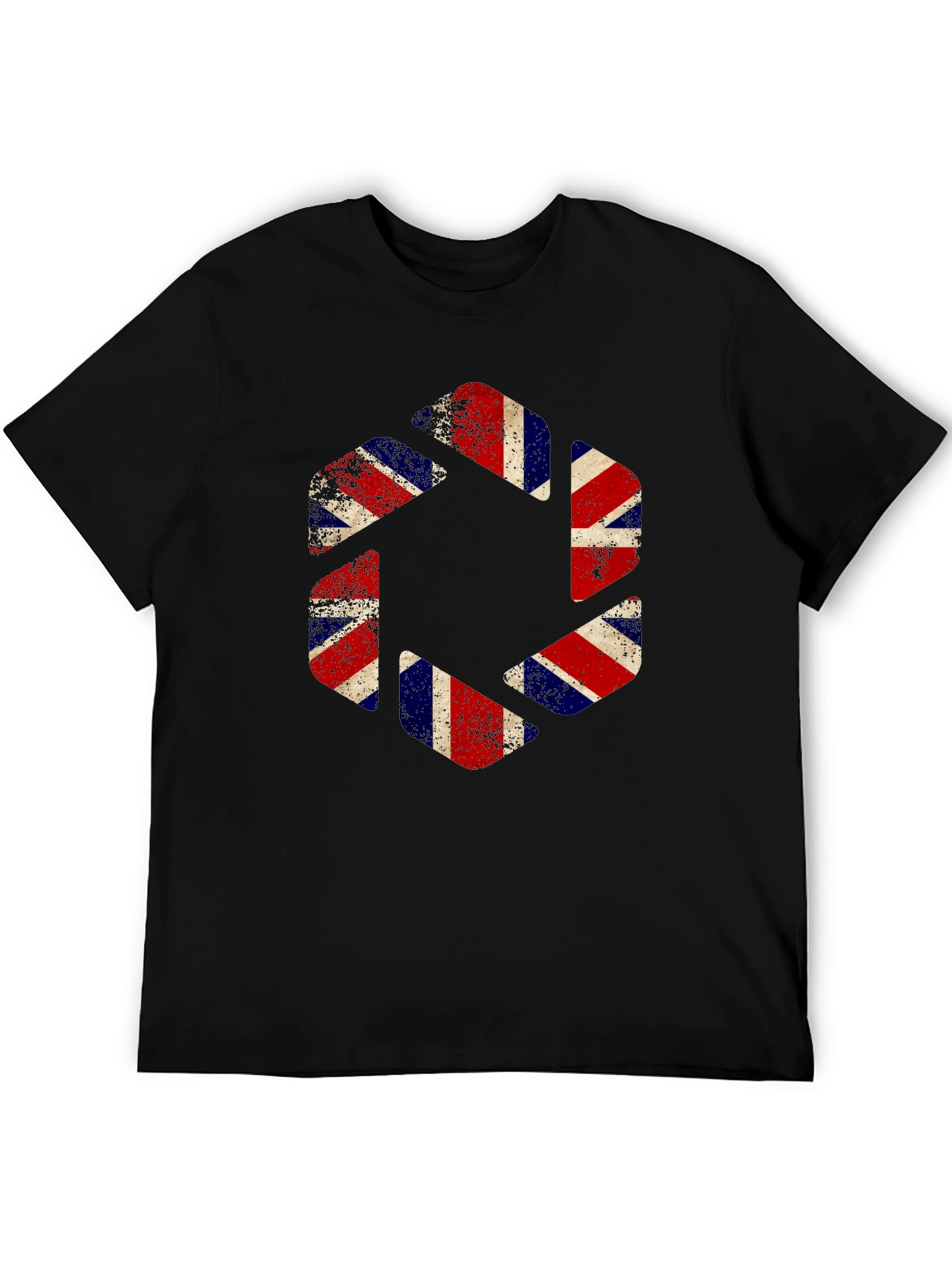 Union Jack Aperture Graphic Print Black T-Shirt