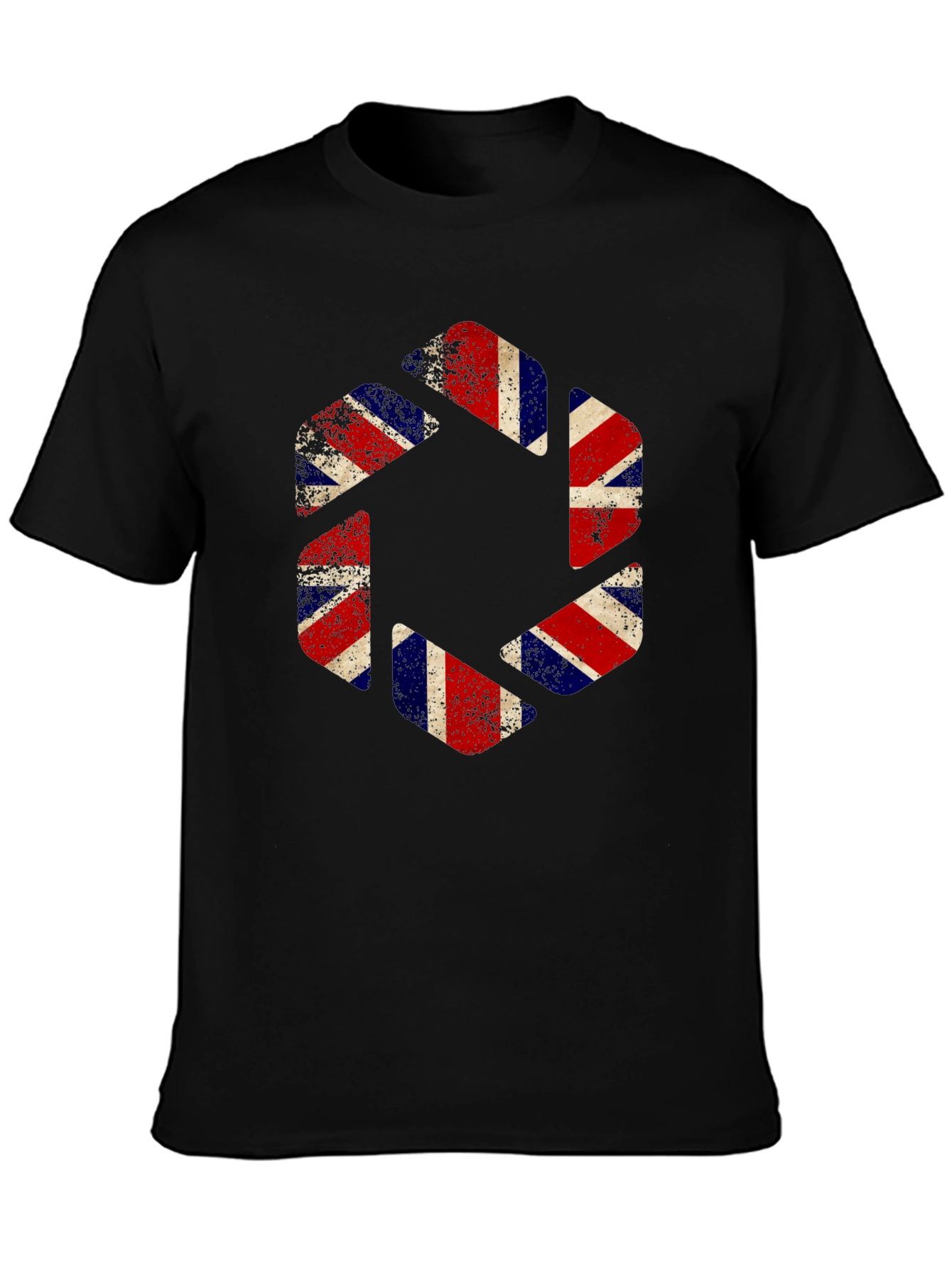 Union Jack Aperture Graphic Print Black T-Shirt
