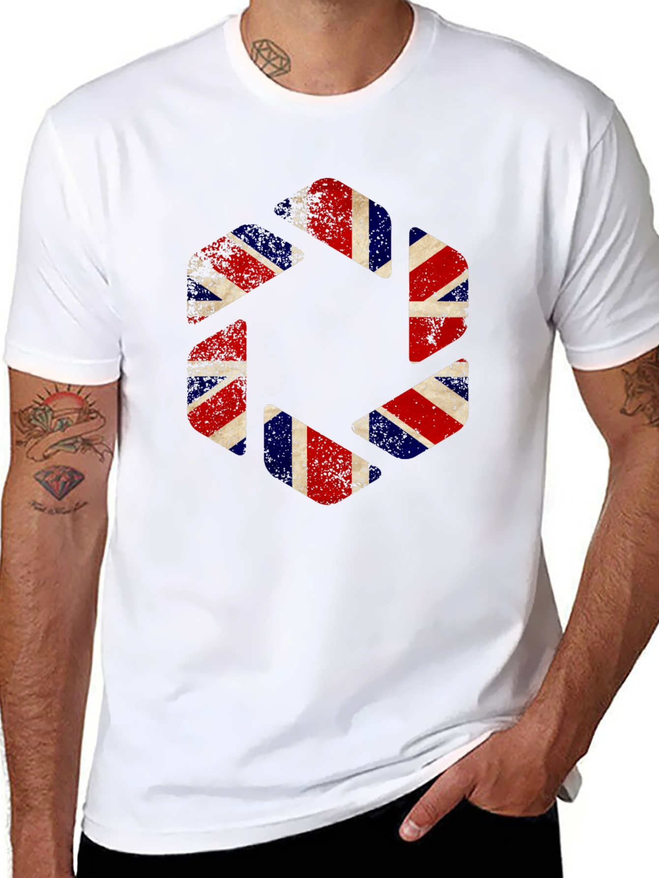 Union Jack Aperture Graphic Print Black T-Shirt