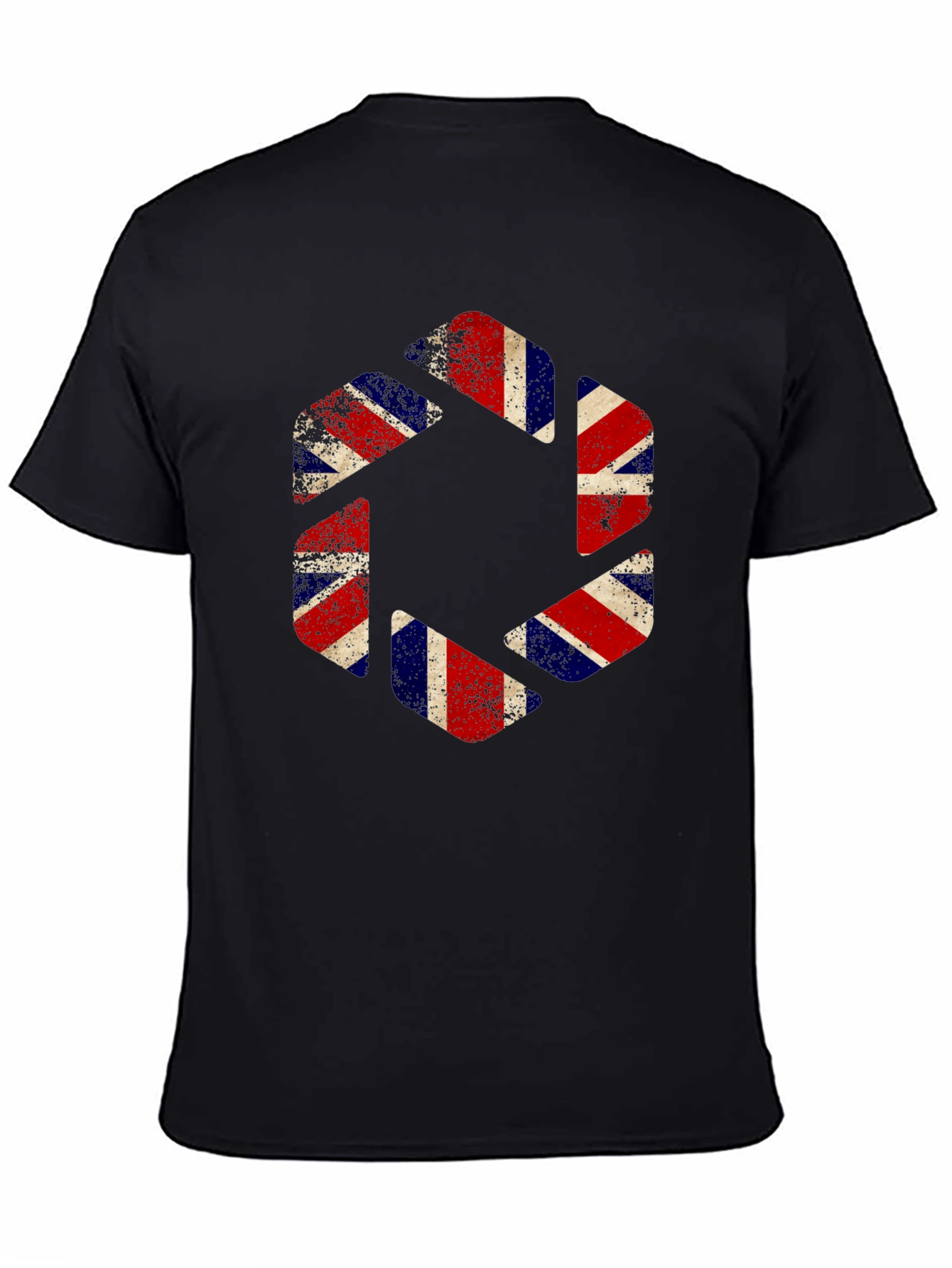 Union Jack Aperture Graphic Print Black T-Shirt