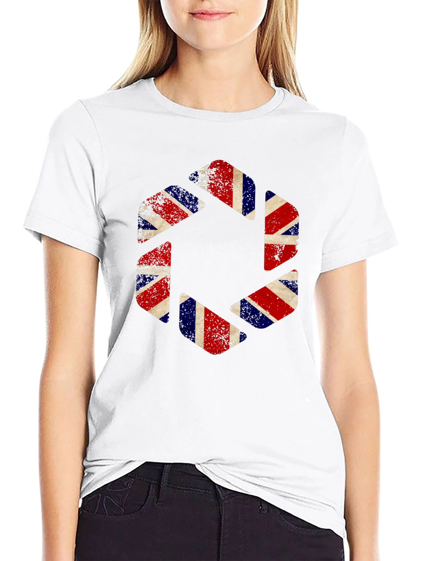 Union Jack Aperture Graphic Print Black T-Shirt