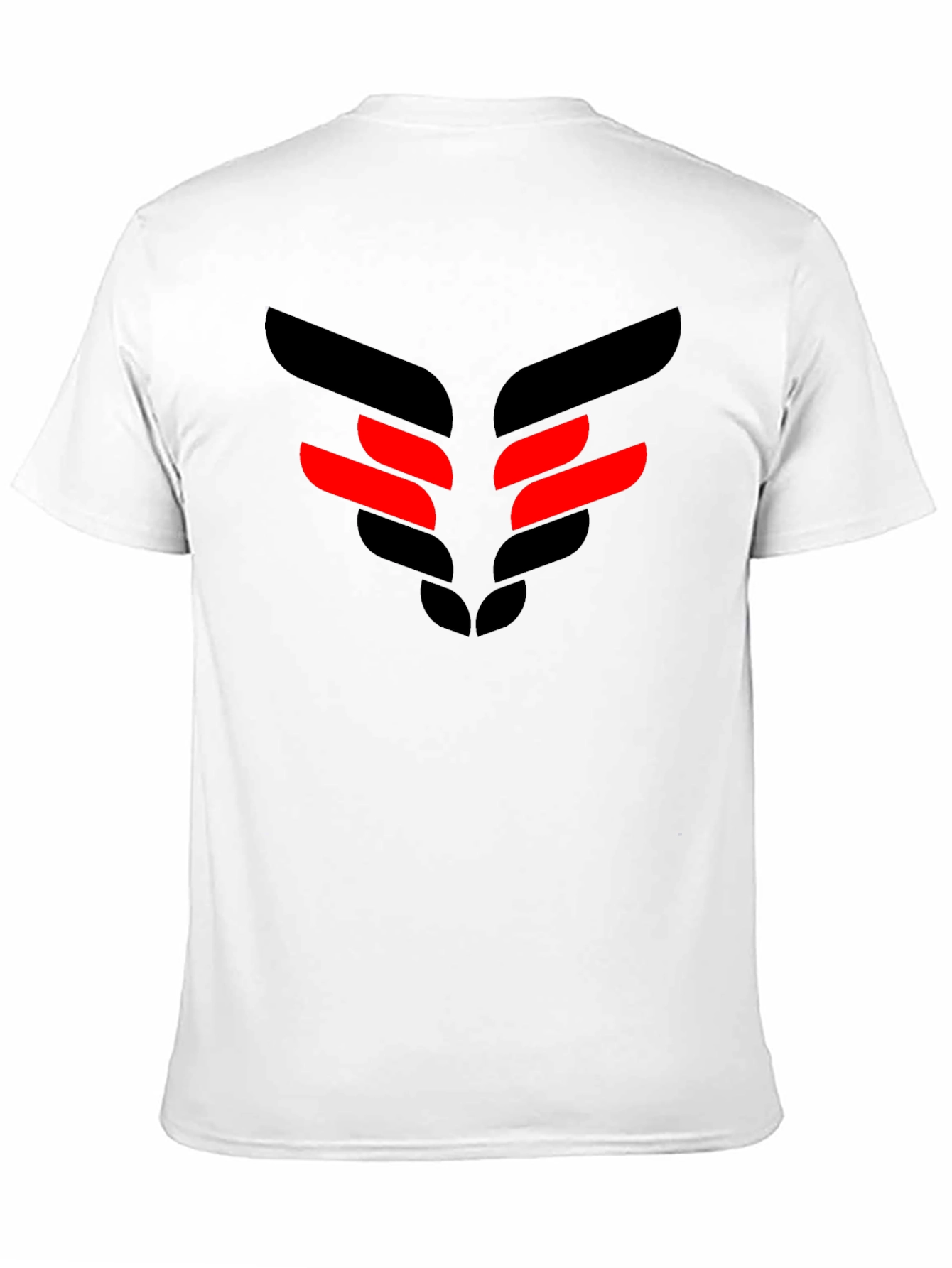 Black T-Shirt with Red & Black Geometric Design