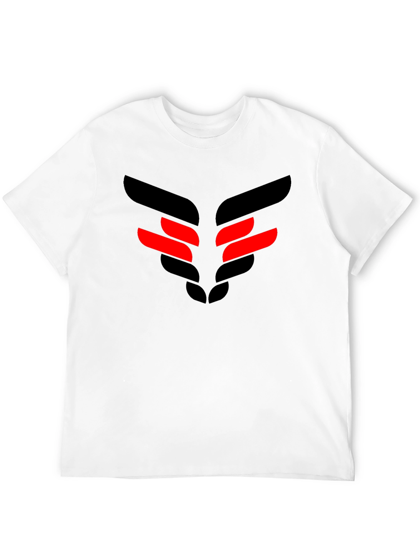 Black T-Shirt with Red & Black Geometric Design