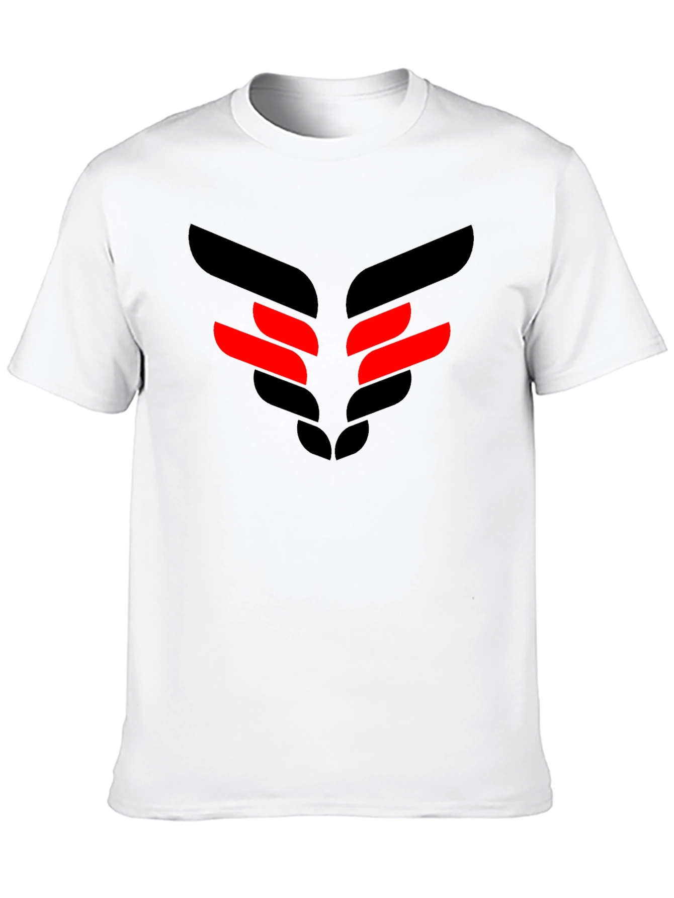 Black T-Shirt with Red & Black Geometric Design