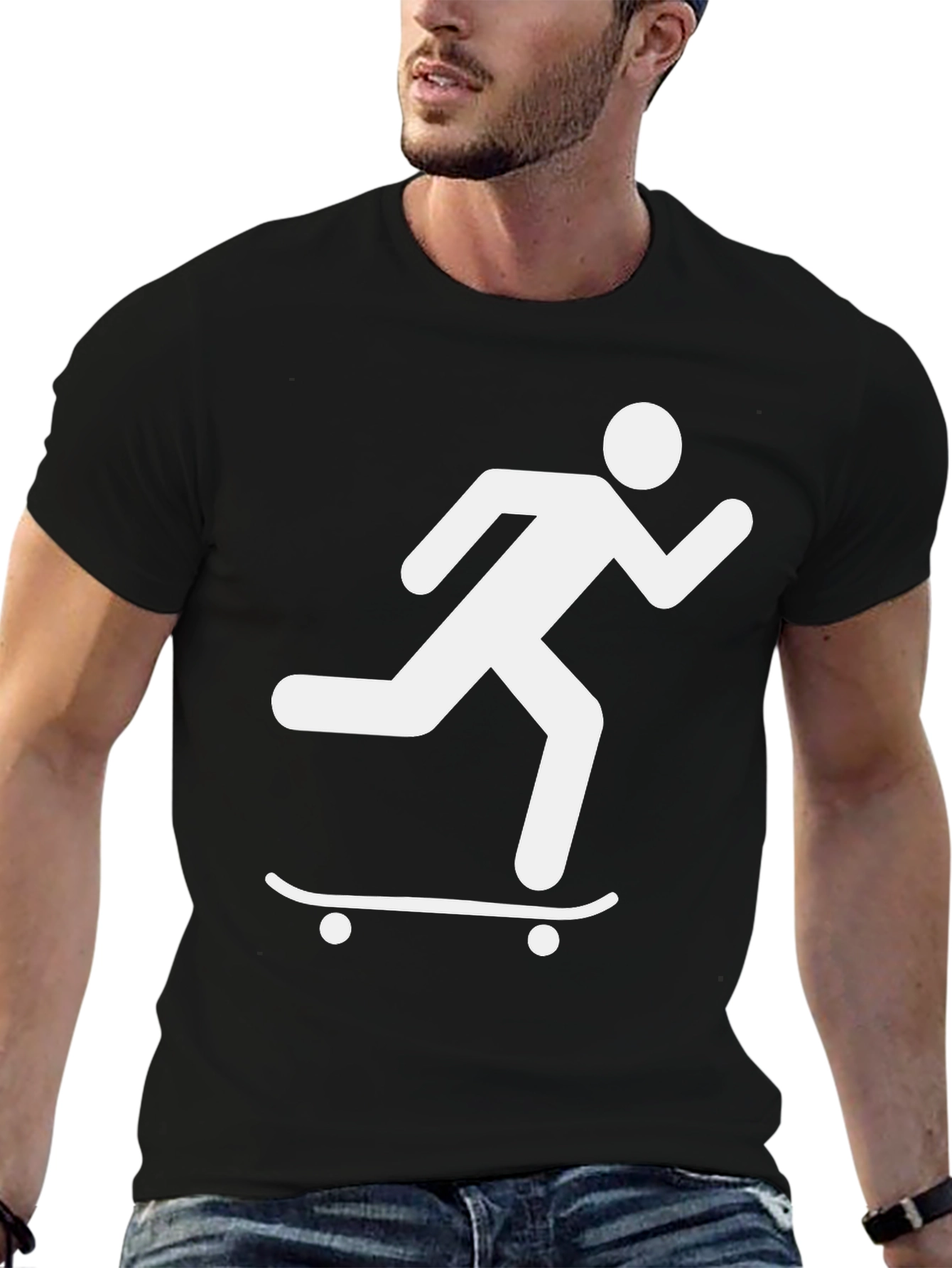 Skateboard Runner Graphic Tee - Black