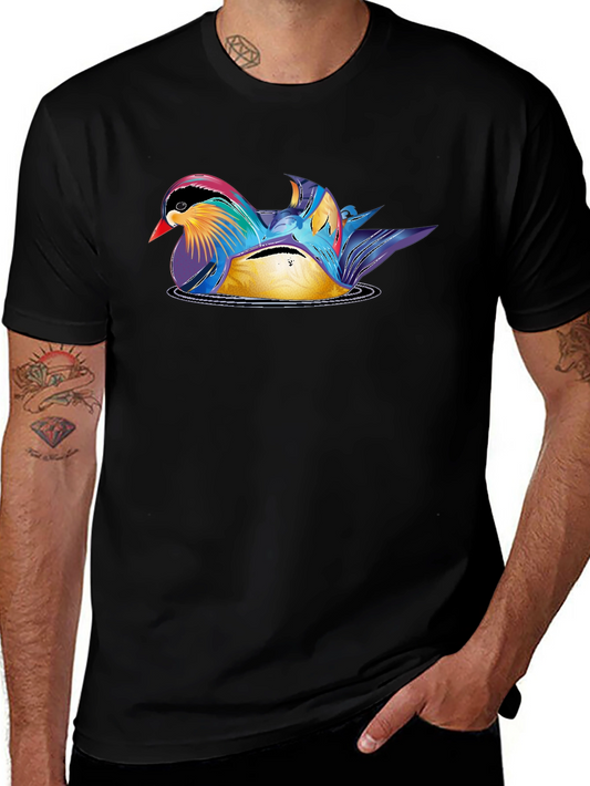 Mandarin Duck Graphic Tee - Stylish Mens Black T-Shirt