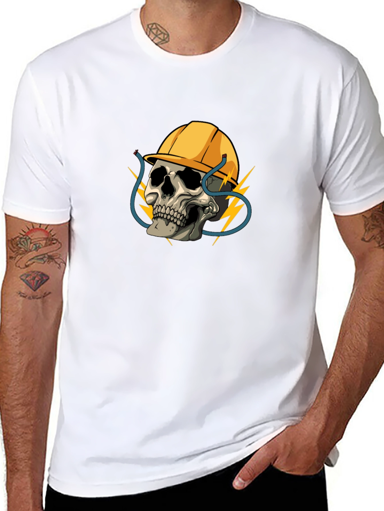 Electrician Skull T-Shirt - Bold Graphic Tee
