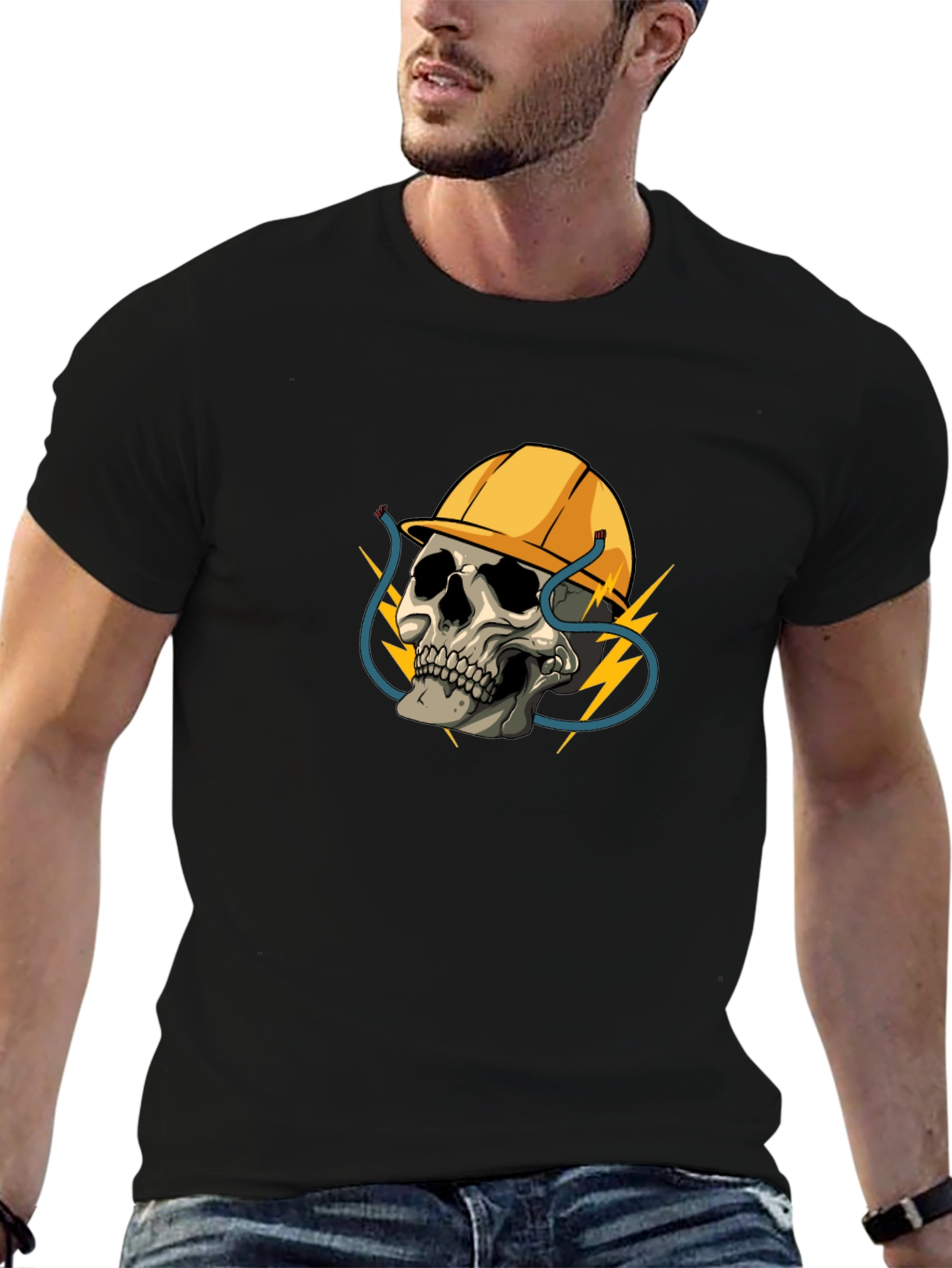 Electrician Skull T-Shirt - Bold Graphic Tee