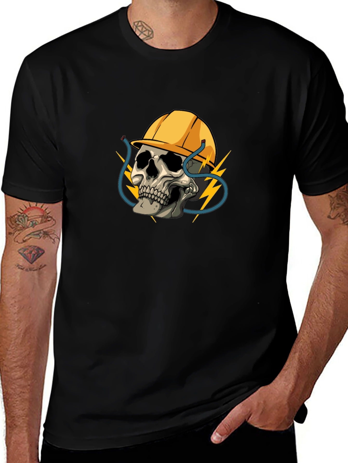 Electrician Skull T-Shirt - Bold Graphic Tee